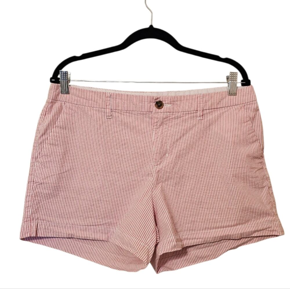 Old Navy Striped Pink And White Everyday Shorts Zipper And Button Size 12